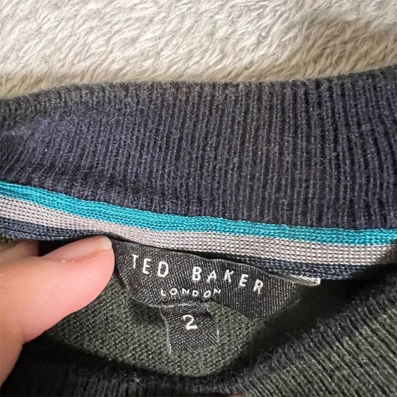 Ted Baker London Men's Pullover Sweater Size 2 Green Crew Neck Classic Preppy - Picture 5 of 10